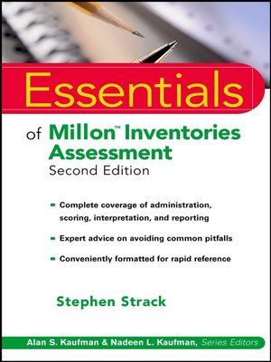 cover image of Essentials of Millon Inventories Assessment